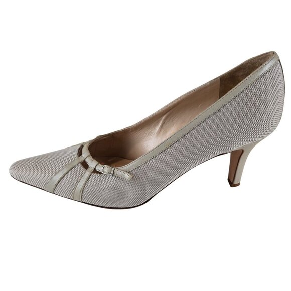 Amalfi Shoes - Amalfi for Nordstrom Beige Taupe Leather Mesh Heels 9.5, Made in Italy